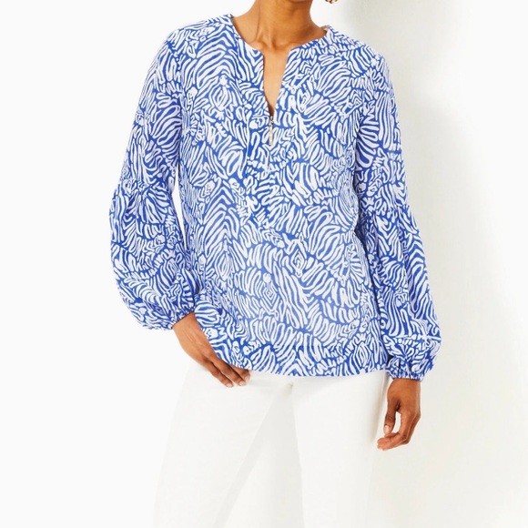 Lilly Pulitzer Tops - Lilly Pulitzer Laurelie Top in Martinique Blue Zee Bebe
